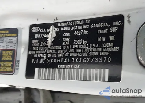 2018 Kia Optima Lx из США, поврежденный, VIN 5XXGT4L3XJG273370